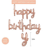 Rose Gold Happy Birthday Balloons Banner 16" Foil Letters Party Decoration Set