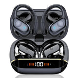 Wireless Earbuds Bluetooth 5.4 Headphones Sports, 75H Stereo Deep Bass Over Ear Buds With Earhooks, Bluetooth Earbuds With 4 Enc Mic, Led Display, Ip7 Waterproof Earphone For Running, Black