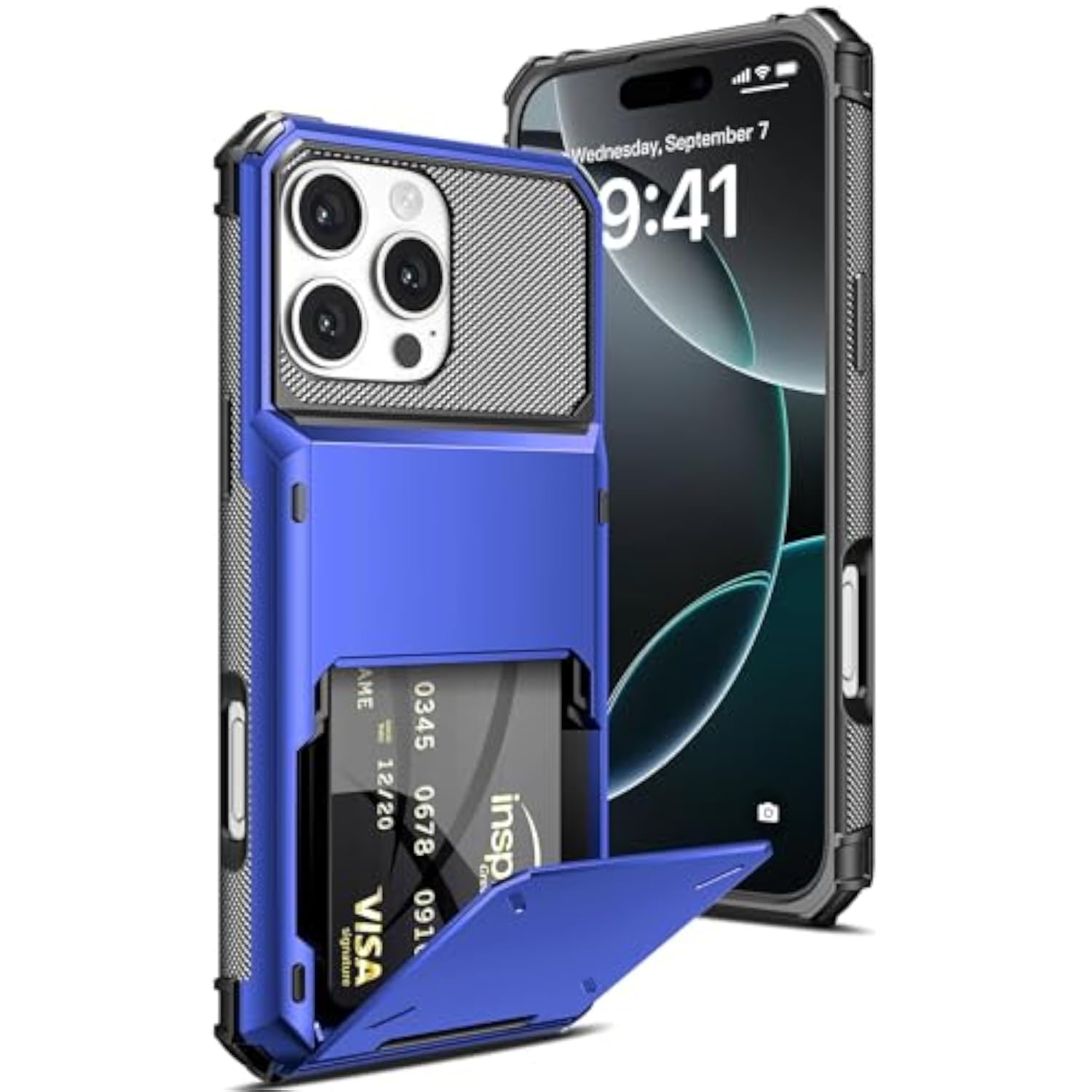 Wallet Case for iPhone 16 Pro 5 Credit Cards Holder 6.3 inch Blue