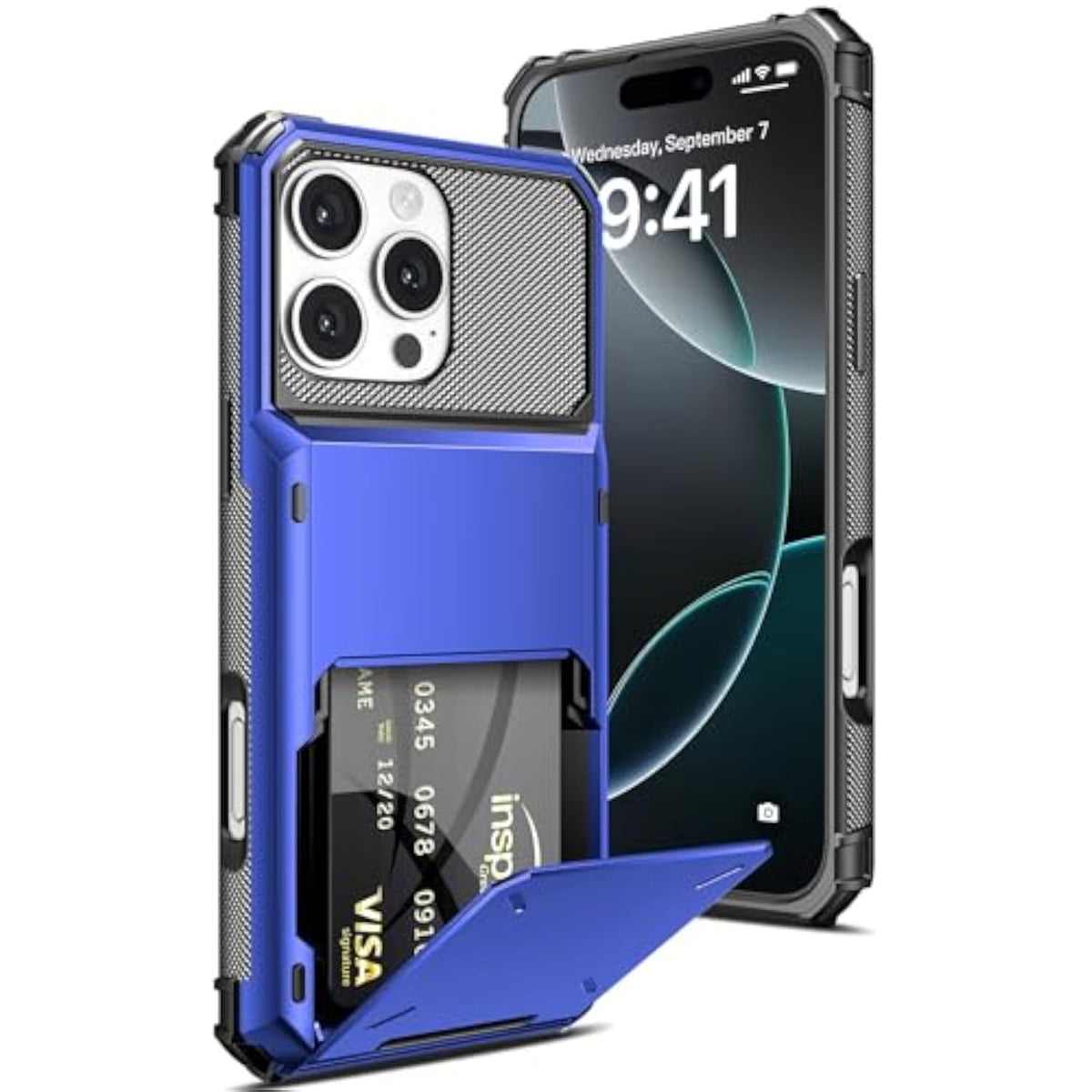 Wallet Case for iPhone 16 Pro 5 Credit Cards Holder 6.3 inch Blue
