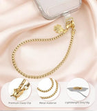 Metal Phone Lanyard with Gold Chain Detachable Phone Chain Wristlet with 2 Tether Tabs Universal iPhone Wrist Strap Premium Metal