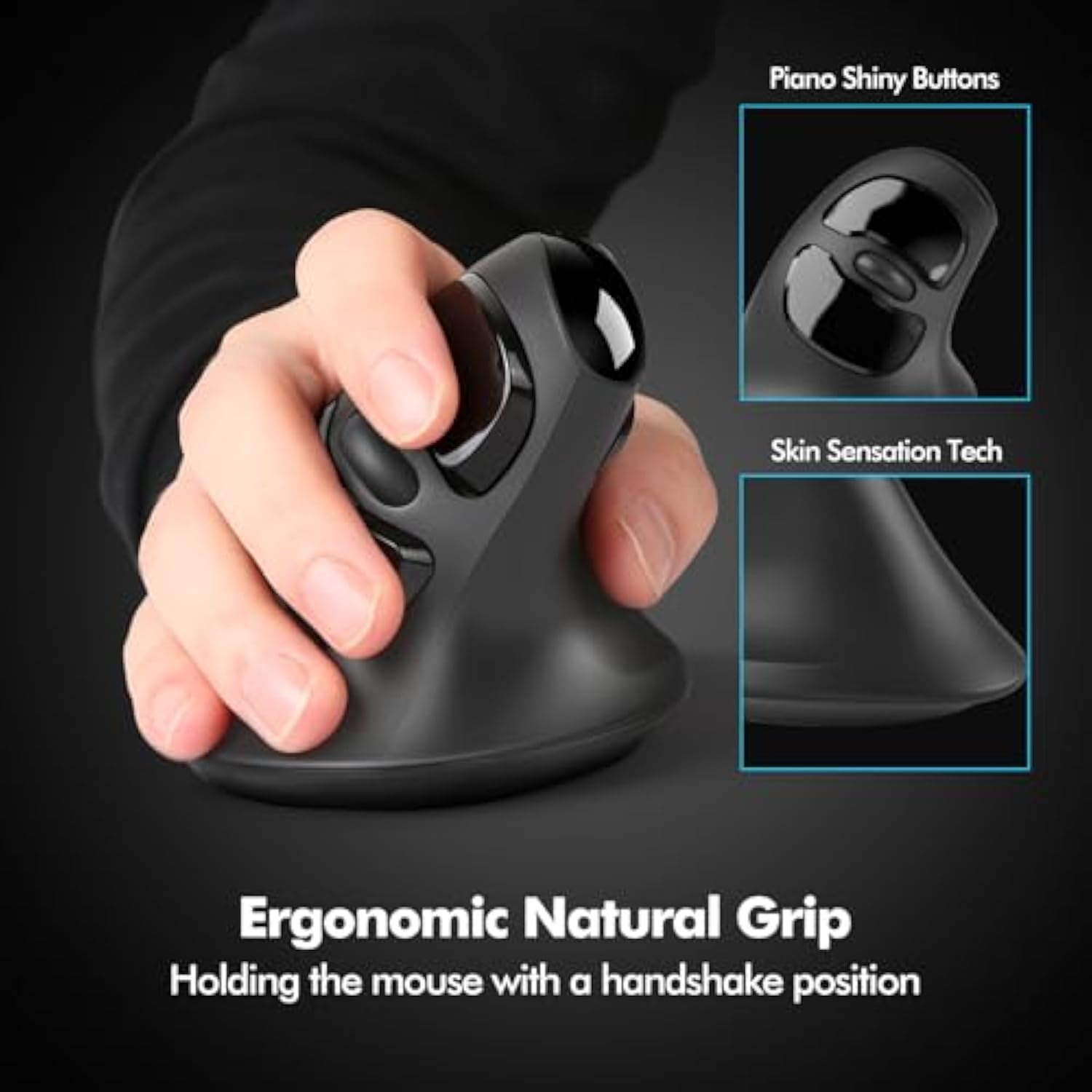 Ergonomic Mouse, Vertical Wireless Mouse With Usb A & Type-C Receiver, Ergo De