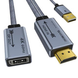 Hdmi To Displayport Adapter 4K@60Hz - (Male To Male) Converter Cable Hdmi To D