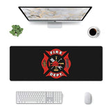 Firefighter Fire Dept. Logo Rescue Extended Large Xxl Gaming Mouse Pad Mat ( 31.5 X 11.8 In), Mousepad Keyboard With Non-Slip Rubber Base Waterproof Stitched Edges For Work, Game, Office, Home