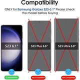 amFilm 2+2 Pack Samsung Galaxy S23 6.1'' Privacy Screen Protector with Camera Lens Protector, Anti Spy Hybrid Film, Fingerprint ID Compatible, Easy to Installation.