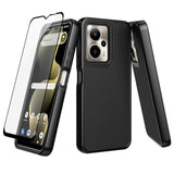 For At&T Motivate Pro 5G Case, Cricket Outlast 5G 2024 Phone Case, With Screen Protector, Dual Layer Shockproof Silicone Bumper, Non Slip Back, Heavy Duty Rugged Cell Phone Cover-Black