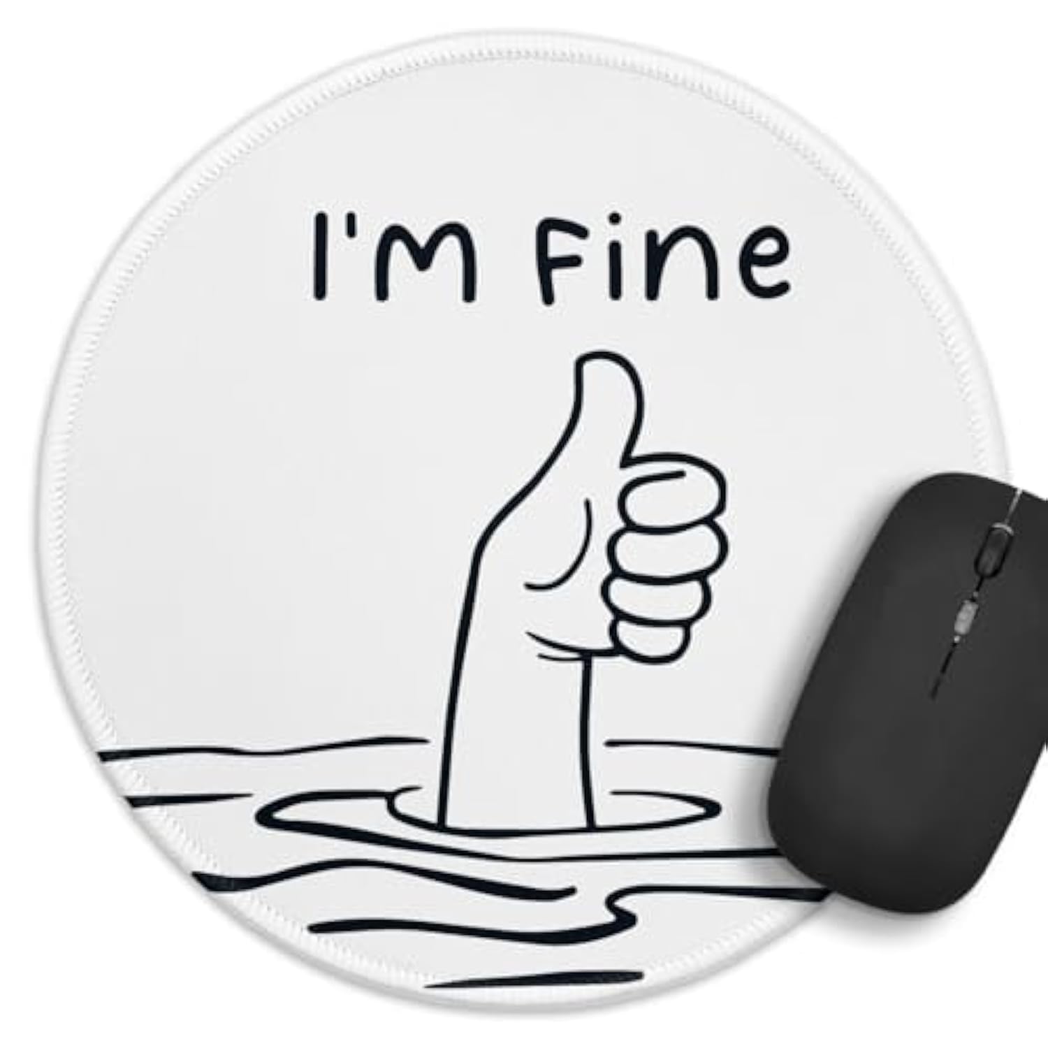 Funny Office Decor Round Mouse Pad? I'M Fine Mouse Pad?8.7 Inch Stitched Edge Non-Slip Rubber Base?Home Office Decor Desk Accessories,For Coworker Friend Leader Boss Work Gifts