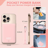 Slim Portabel Charger,10000Mah Power Bank Battery Pack Fast Charging With Built In Usb C And ?Type C Fast Charger, Tsa Approved Power Bank For Iphone 17/11/12/13/14/15/16 Android Samsung - Pink