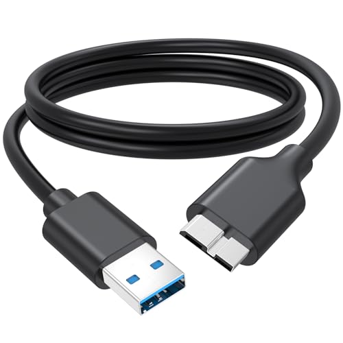 External Hard Drive Cable 3 FT, 5Gbps High Speed USB 3.0 Micro B Cord Replacement for Seagate WD My Passport Toshiba Canvio LaCie Elements SSD,