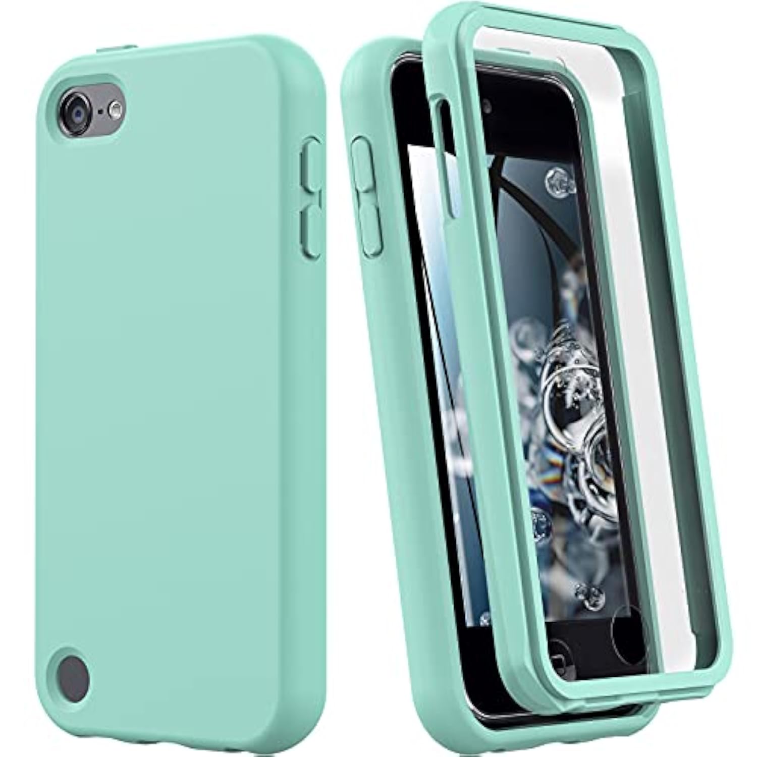For Touch 7Th/6Th/5Th Generation Case,For Touch Case,Shockproof Silicone [With Built In Screen Protector] Full Body Heavy Duty Rugged Defender Cover(Green)
