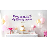 Pre-Strung Happy Birthday To My Favorite Human - Funny Birthday Purple Glitter Banner - Funny Birthday Decorations For Men And Women - Party Supplies And Gifts