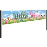 Hello Spring Large Banner Birds With Flowers Banner,Welcome Home Outdoor Flag Sign Decorations Holiday Party Polyester Outdoor Decor With Brass Grommets 8.2X1.64 Ft