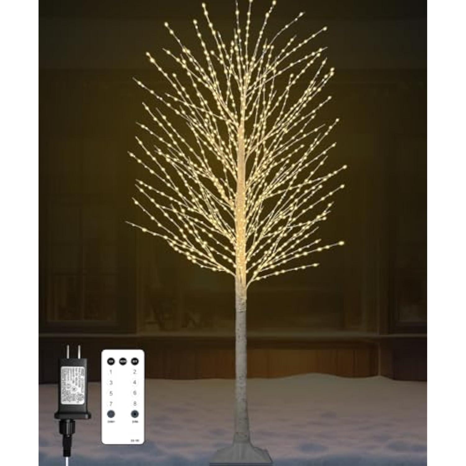 7Ft Lighted Birch Tree With 1200 Led Warm White Lights, 8 Modes, Timer Remote Faux Prelit Twig Christmas Tree, Light Up Trees For Indoor Outdoor Xmas Holiday Party Decoration