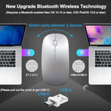 Bluetooth Wireless Mouse Usb C For Macbook Air Pro Imac Laptop Desktop Computer, Wireless Rechargeable Silent C Mouse For Mac Desktop/Ipad/Surface Pro (Bt5.2/3.0, 2.4G Usb A, Type-C Receiver)