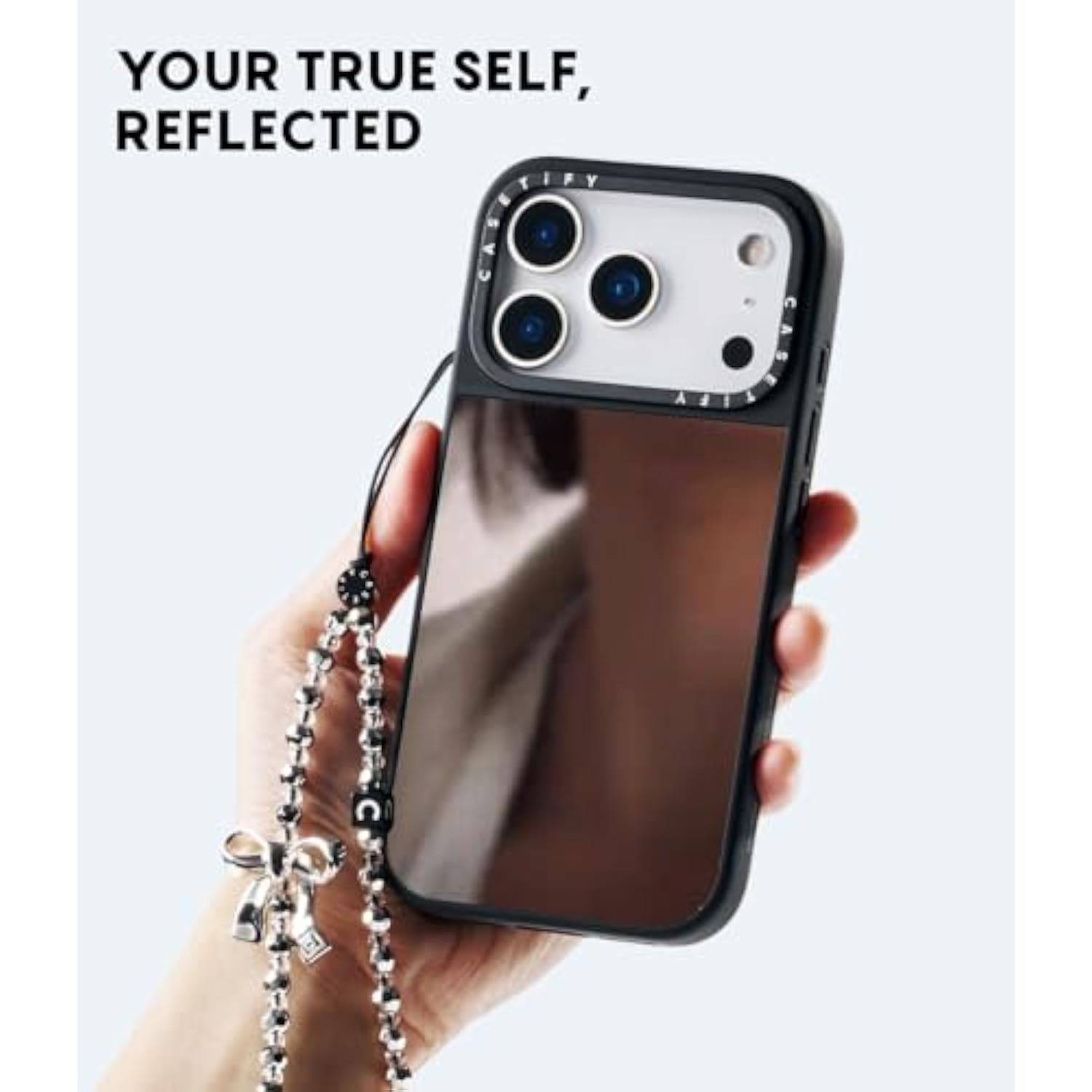 Mirror Iphone Air Case [Reflective/Compatible With Magsafe / 4.9 Ft. 1X Military Grade Drop Protection] - Cherries - Silver On Black