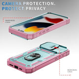 Case Compatible With Iphone 16 Pro Max, Shockproof Impact Resistant With Slide Lens Protective Cover Case For Iphone 16 Pro Max 6.9 Inch (Pink Green)