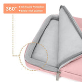 MOSISO 360 Protective Laptop Shoulder Bag Compatible with MacBook Pro 16 inch 2023-2019 M2 A2780 M1 A2485 Pro/Max A2141,15-15.6 inch Notebook,Side Open Sleeve with 3 Front Pockets&PU Handle&Belt, Pink