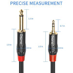 1/4 Inch Ts To 1/8 Inch Trs Cable, 1/4" Ts Mono To 1/8 Inch(3.5Mm) Trs Stereo Interconnect Adapter Cable,Mono To Stereo Patch Cord - 6.6 Feet/2 Meters