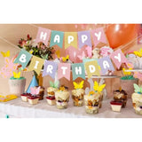 Pastel Happy Birthday Banner, Rainbow Bunting Sign for Girls Boys Party Decor