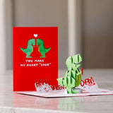 Valentines Day Card For Her, Him - 3D Romantic Greeting Pop-Up Cards - T-Rex You Make My Heart Saur - 5" X 7" - Blank Notecard & Envelope Included