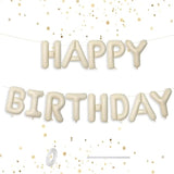 Cream Happy Birthday Balloons Banner, 16 Inch Foil Letters Birthday Sign Banner, Cream Reusable Balloons For Women, Men, Boys Girls Birthday Decorations Birthday Party Supplies