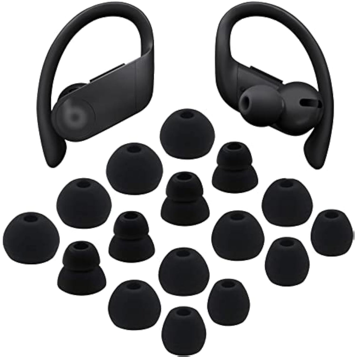 8-Pair Silicone Ear Tips for Powerbeats Pro S/M/L/D 4 Sizes Black
