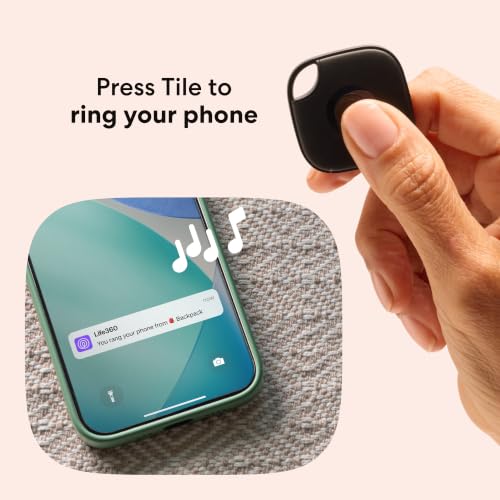 Tile - Bluetooth Tracker, Keys Finder And Item Locator For Keys, Bags And More. Phone Finder. Both Ios And Android Compatible. 1-Pack (Black)