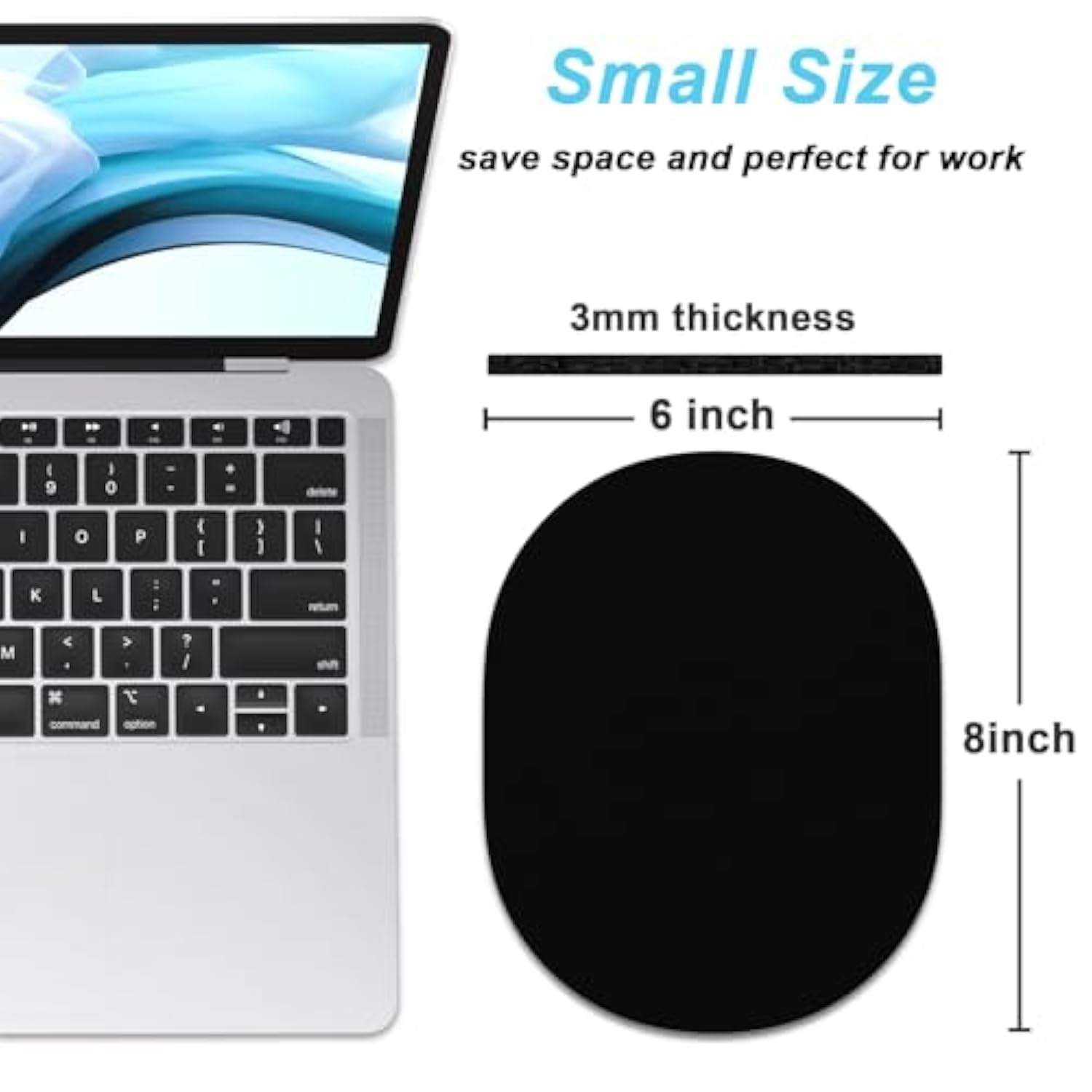 Small Mouse Pad 6 X 8 Inch, Takes Up Wrist And Mouse Space, Waterproof Compact Mini Mouse Mat For Laptop Computer Wireless Mouse Keyboard Home Office Travel,Black