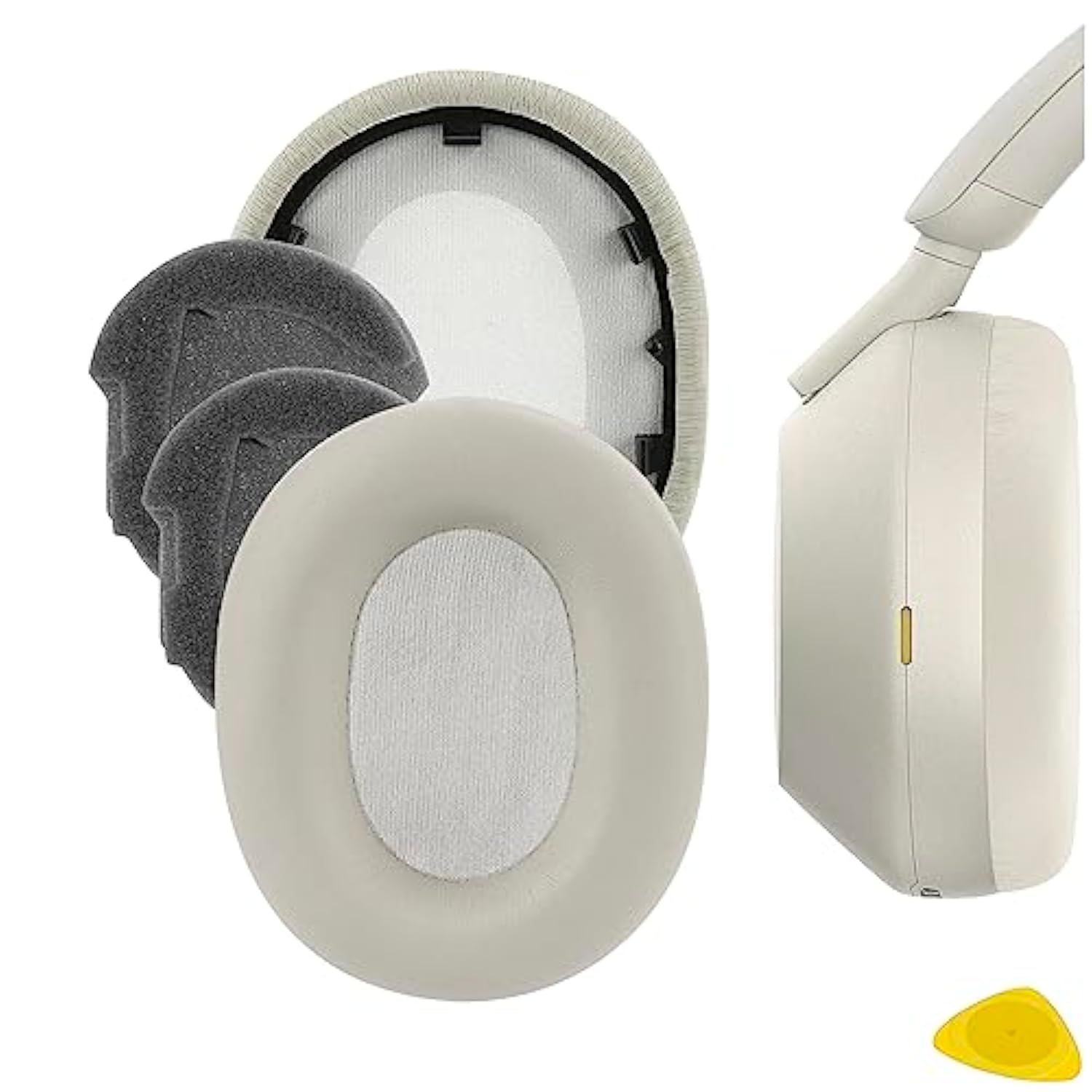 Geekria QuickFit Replacement Ear Pads for Sony WH-1000XM5 Wireless Headphones Ear Cushions, Repair Parts (Gold)