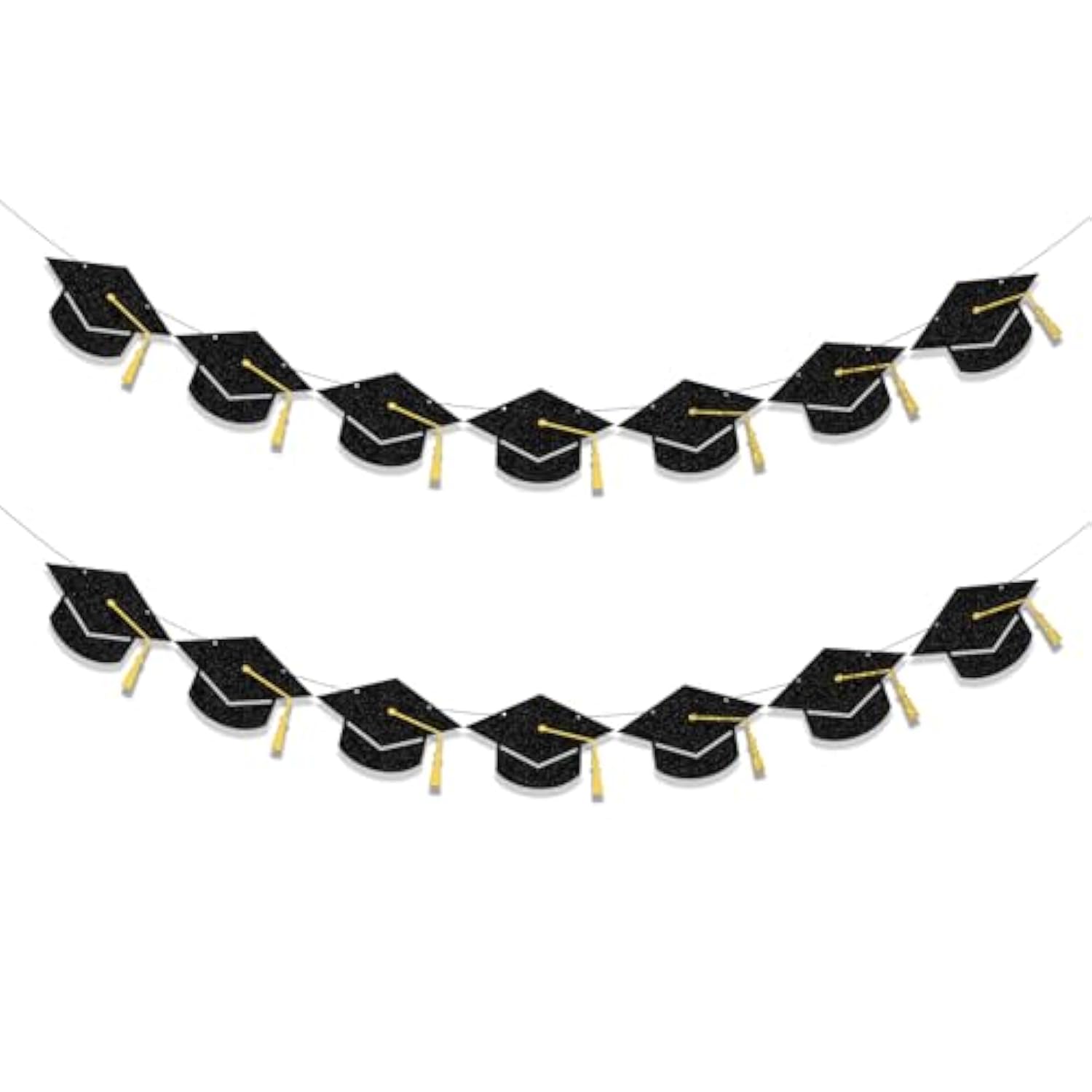 Graduation Decorations Class Of 2025 Party Supplies - Graduation Grad Caps Banner (Pre-Strung)