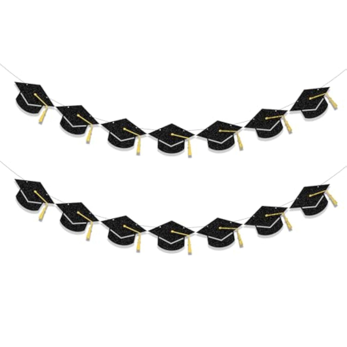 Graduation Decorations Class Of 2025 Party Supplies - Graduation Grad Caps Banner (Pre-Strung)