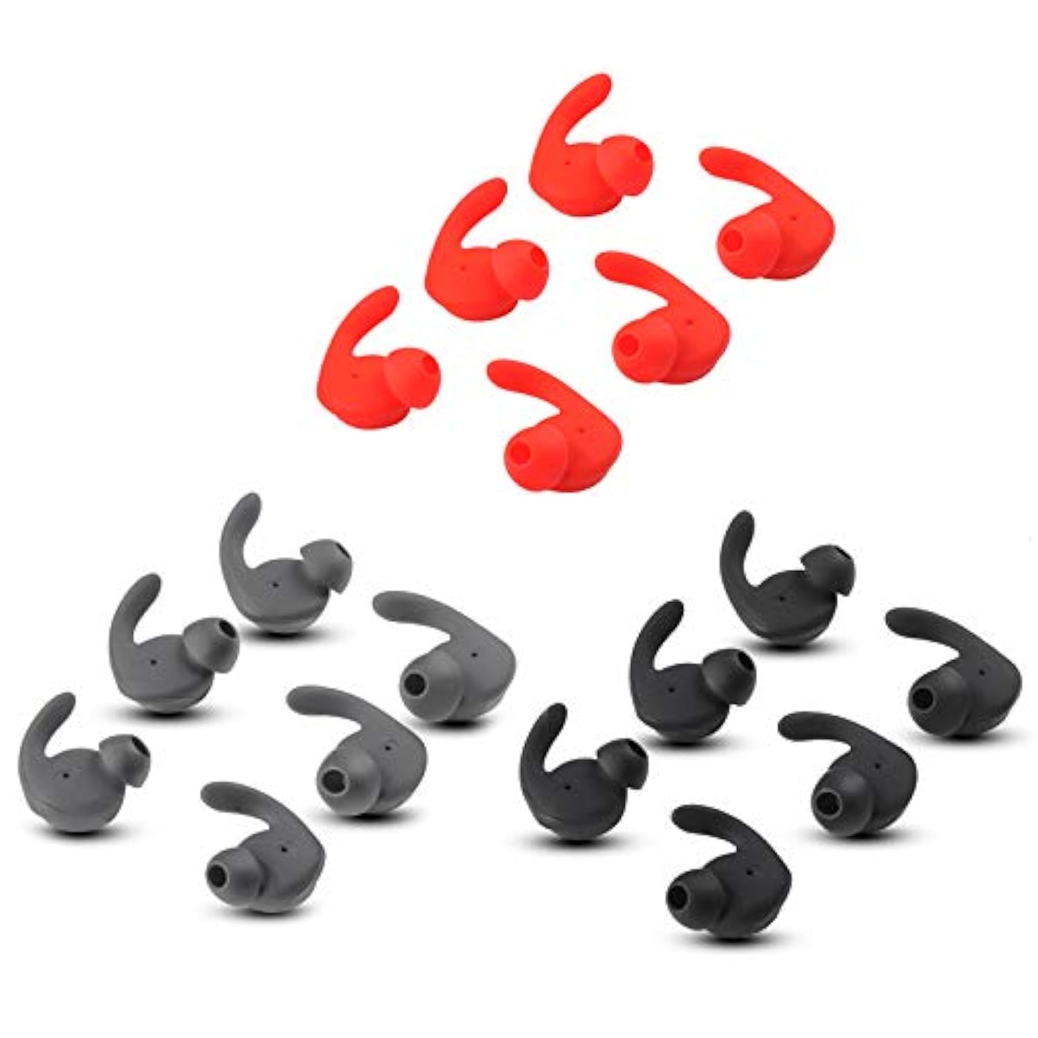 6Pcs Earbuds Cover In-Ear Tips Soft Silicone Skin Earpiece Ear Hook Buds Replacement For Hua-Wei Xsport/Honor Am61 Sports Bluetooth Headset, S/M/L, Black