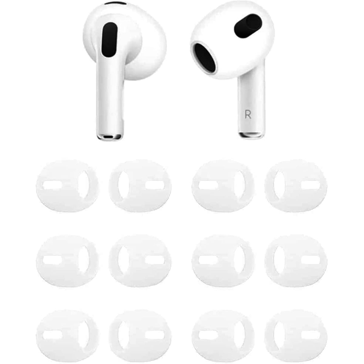 Fit In Case Ear Cover Eargel Ear Tips Compatible With Airpods 3, Anti Slip Earbud Covers Tips Compatible With Airpods 3, 6 Pairs White