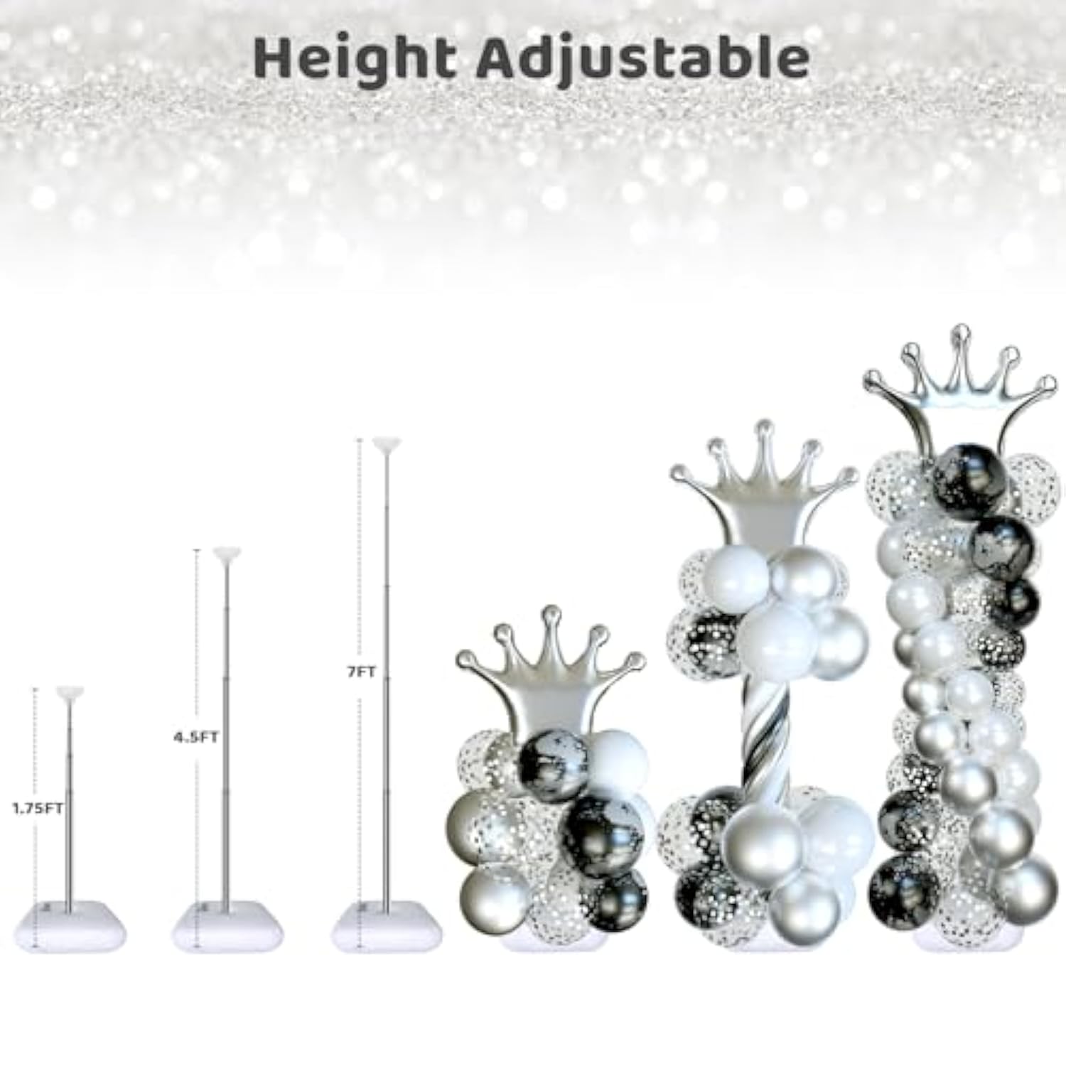 Balloon Arch Stand Kit 2 Pieces 7ft Adjustable Metal for Wedding Birthday Baby Shower