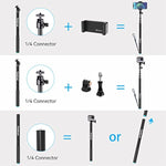 Smatree 86.6 Inch Selfie Telescopic Stick Compatible for Insta360 X5,GoPro Hero 13/12/11/10/9/8/7,Osmo Action 5 Pro,AKASO EK7000, Extension Pole Compatiable with Compact Cameras and iPhone/Cell Phones