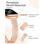 Rose Gold Slim Watch Bands For Women Compatible With Apple Watch 38Mm 40Mm 41Mm 42Mm (S10) Jewelry Dressy Bracelet Metal Strap Adjustable For Iwatch Series 10/9/8/7/6/5/4/3/2/1/Se