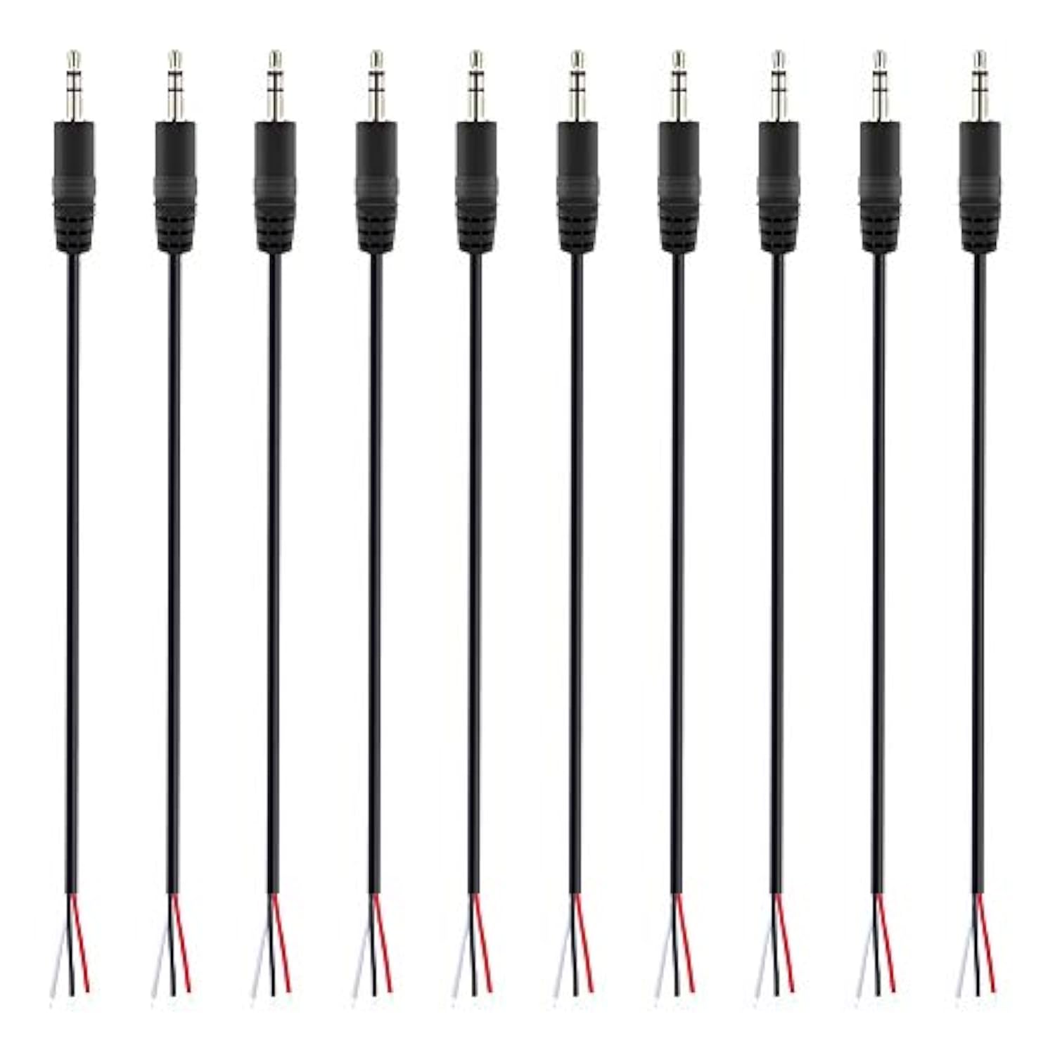 10-Pack 3.5Mm 1/8" To Speaker Wire Trs Stereo Male Plug To Bare Wire Pigtail 3.5Mm Jack Connector Adapter Repair Audio Cable For Speaker Headphone Headset Earphone