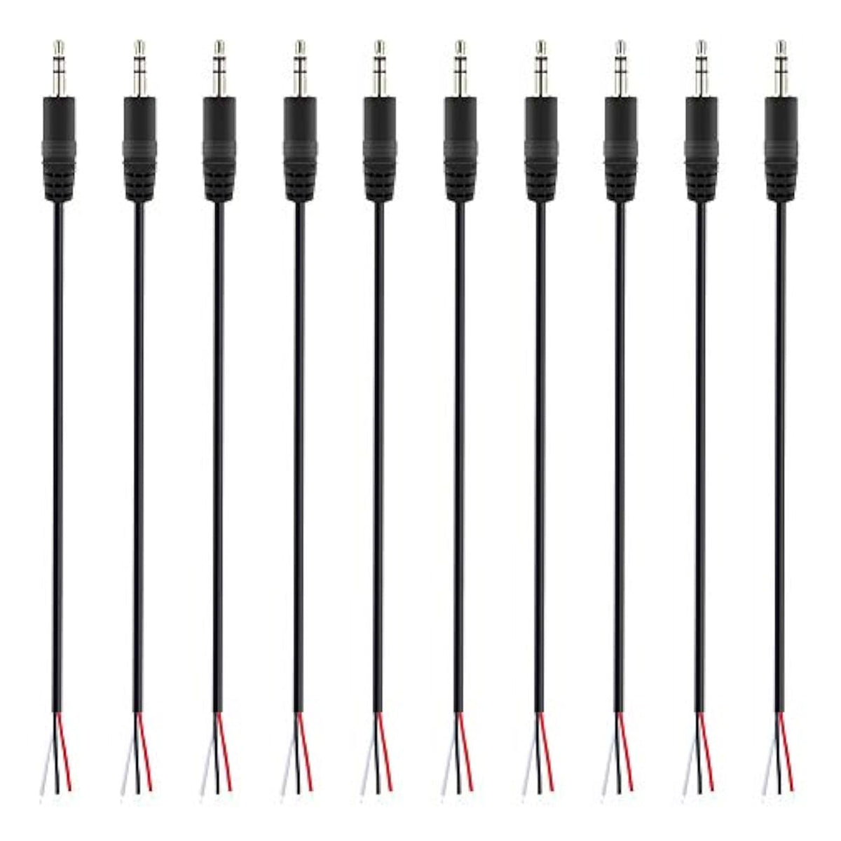 10-Pack 3.5Mm 1/8" To Speaker Wire Trs Stereo Male Plug To Bare Wire Pigtail 3.5Mm Jack Connector Adapter Repair Audio Cable For Speaker Headphone Headset Earphone