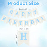Burlap Happy Birthday Banner, Blue Assembled Happy Birthday Banner Sign Garland For Boys Girls Rustic Party Decorations