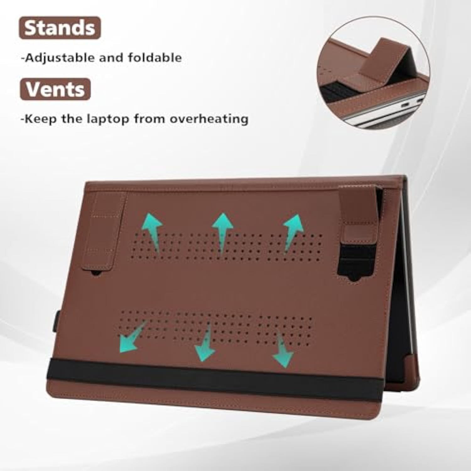 Tytx Compatible With Macbook Pro 14 Inch Case, Pu Leather Macbook Case With Vents And Stand For 2021-2024 Release M4 A3112 A3185 A3401 M3 A2918 A2992 M2 A2779 M1 A2442, Come With Keyboard Cover, Brown