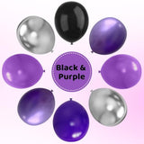 Purple And Black Balloons, 67Pcs 12 Inch Purple Black Silver Latex Balloons For Birthday Graduation Bridal Shower Halloween Party Decorations