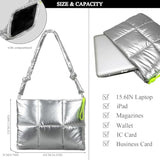 Puffy Laptop Sleeve 15-16 In - Quilted Puffer Laptop Case With Strap Compatible With Macbook Air M4 15 In, Macbook Pro M4 16 In (Silver)