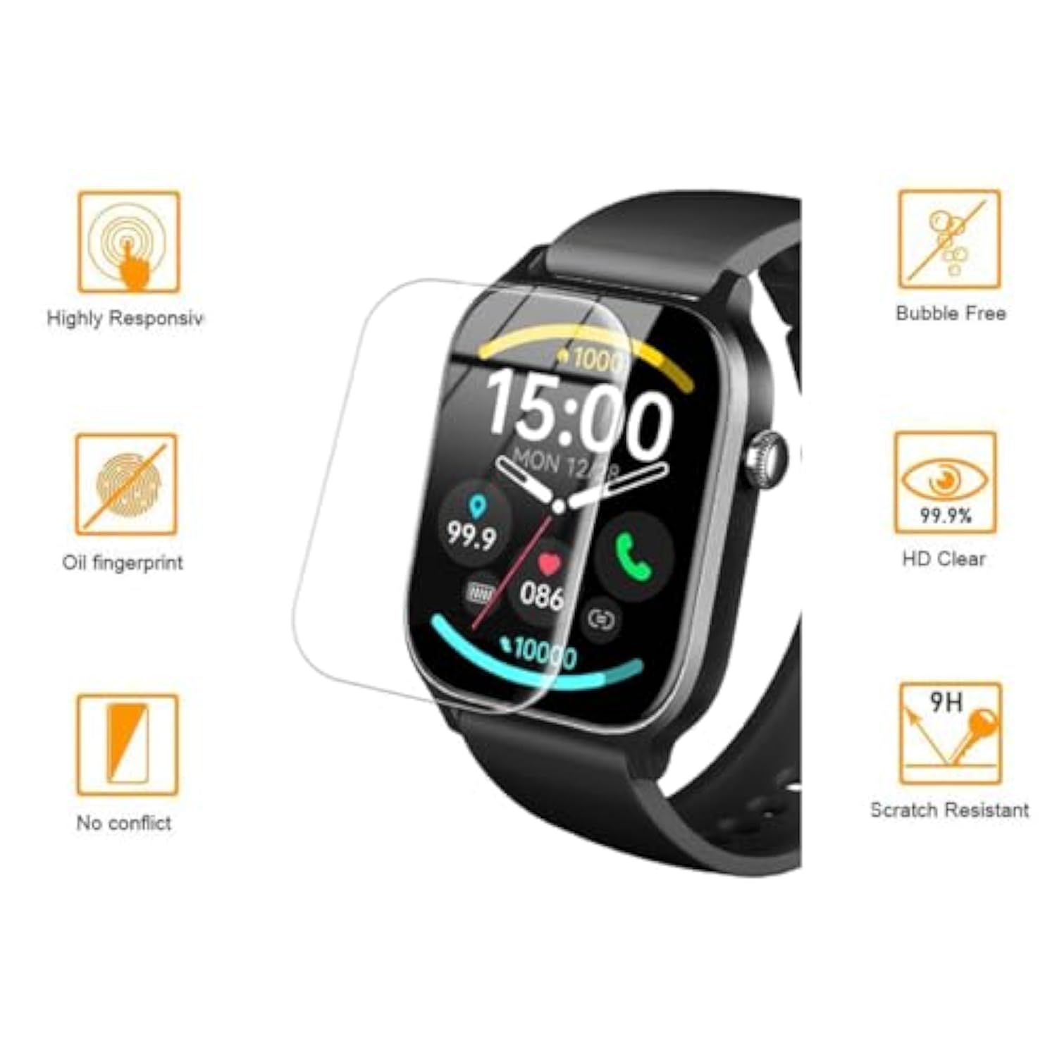 [5 Pack] Screen Protector Compatible With Amazfit Bip 6 Smart Watch, Case Friendly Hd Clear [Anti-Scratch] [Bubble Free] [Anti-Fingerprint] Pet Film For Amazfit Bip 6 1.97" Smartwatch