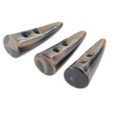 10Pcs Dark Coffee Color Resin Toggle Buttons Horn Tooth Shape Two Hole