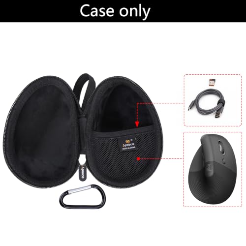 Case Compatible With Logitech Lift Vertical / Mx Vertical Wireless Mouse, Portable Storage Bag For Accessories -Black (Case Only)