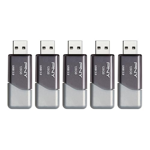 128Gb Turbo Attaché 3 Usb 3.0 Flash Drive 5-Pack Grey, P-Fd128X5Tbop-Mp, 100Mb/S, Light-Weight Durable - Data Storage And Transfer
