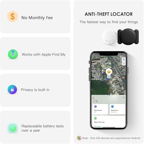Car Gps Tracking Device For Vehicles, 1Pcs Real Time Gps Tracker For Car Work With Find My (Ios Only), No Monthly Fee Gps Tracker (White Tracker, White Magnetic Case)