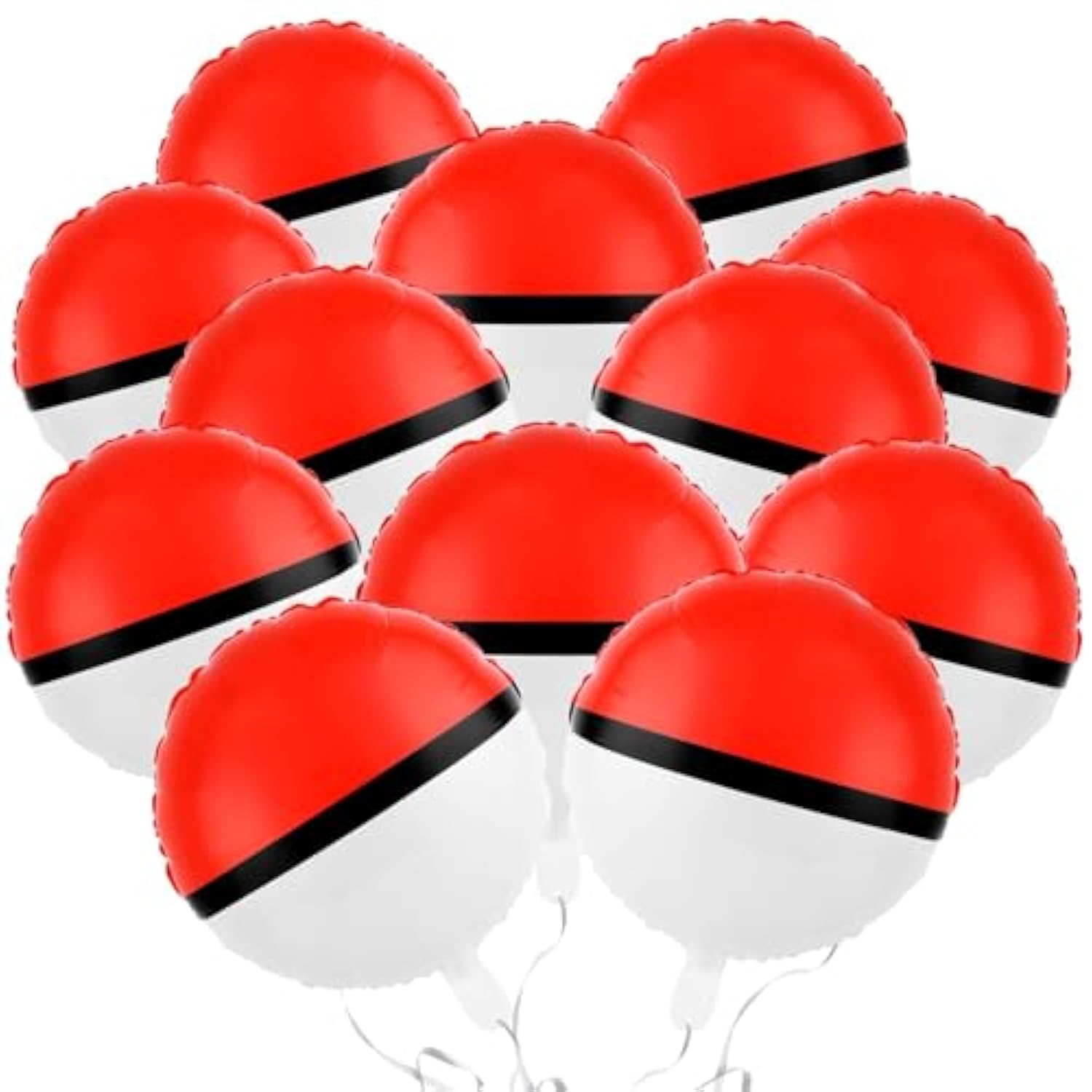 12 Pack 18 Inch Red & White Cartoon Themed Foil Balloons - Happy Birthday Balloon Set For Vibrant Kids' Party Decorations, Durable & Reusable Foil Mylar Balloons, Perfect For Birthday Supplies