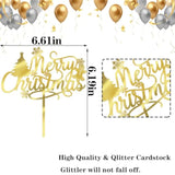 Merry Christmas Cake Topper,Gold Acrylic Xmas Holiday Cake Decorations, For Winter, Santa, Happy New Year Party, Christmas Theme Gingerbread Man Party Cake Decorations