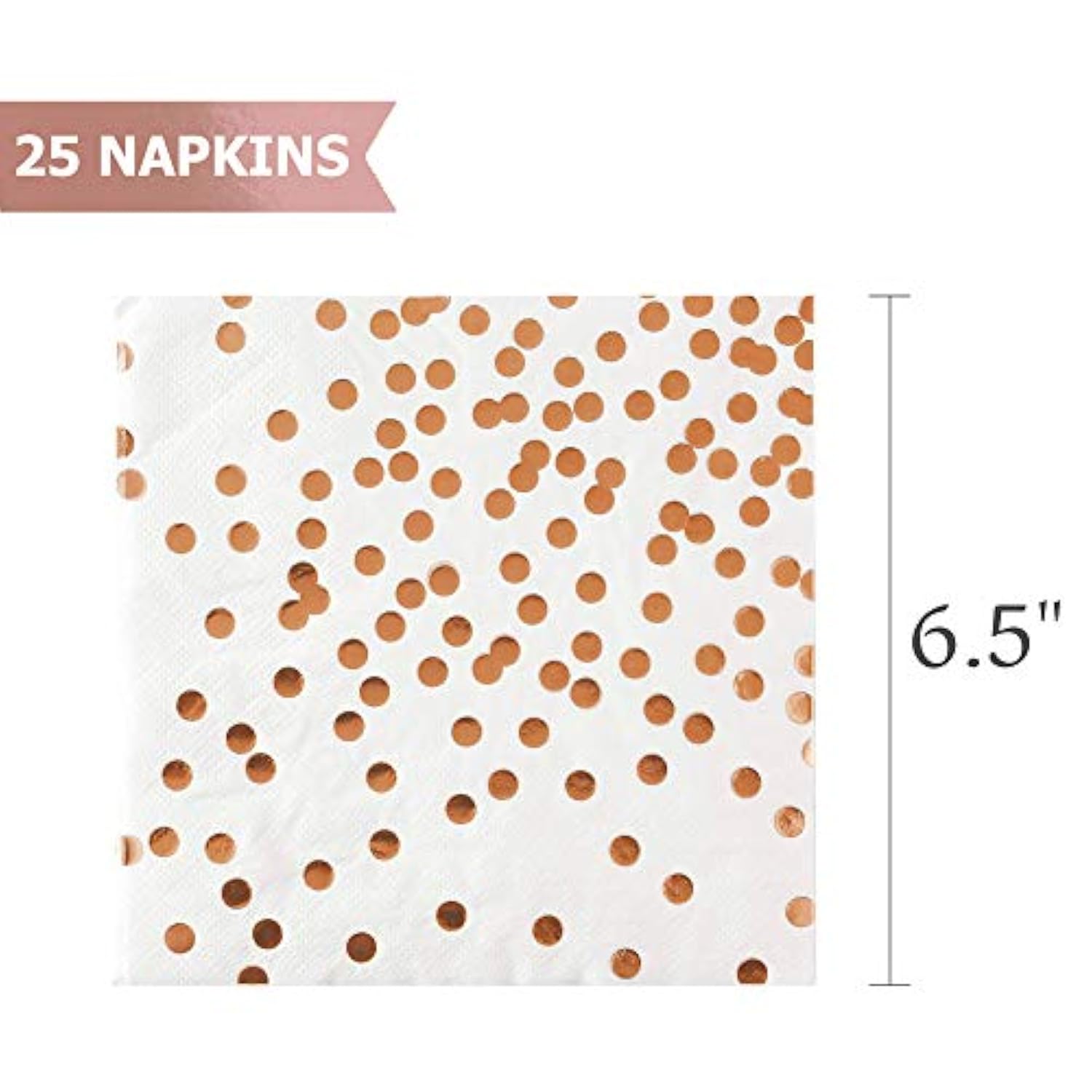 Rose Gold Party Supplies (Rose Gold Plates, Cups, Napkins (25 Serves))